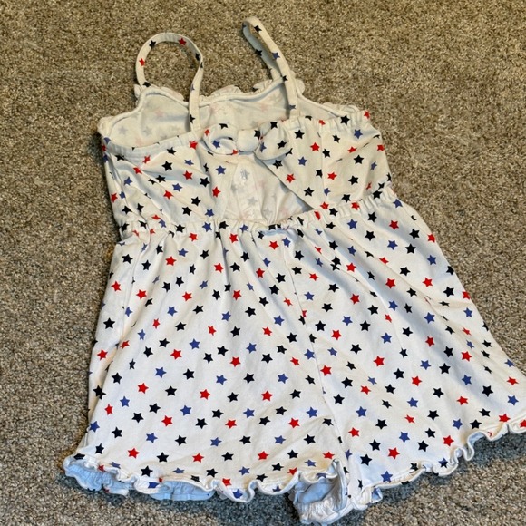 Cat & Jack Other - Janie & Jack Star Print Romper Girls XS 4-5 White Red Blue Patriotic Cutout Bow